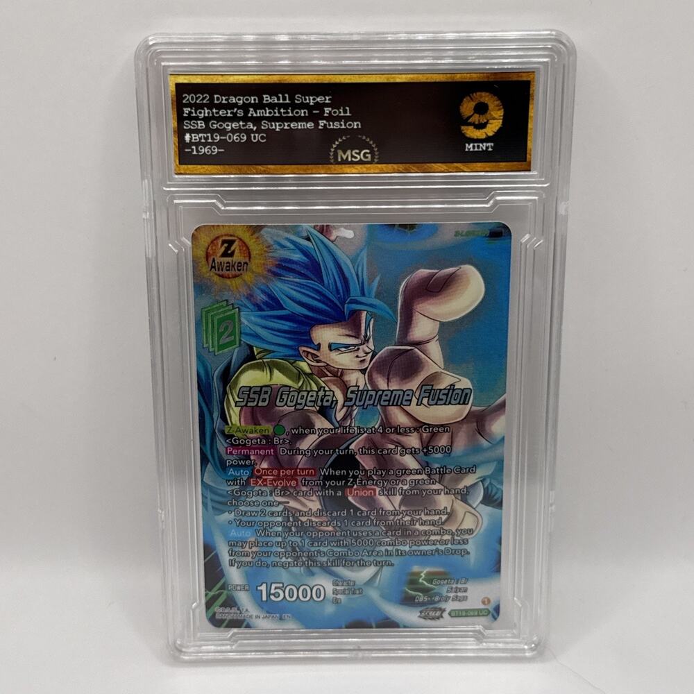 SSB Gogeta Supreme Fusion BT19-069 Z Leader Foil Dragon Ball Super Graded 9 Mint